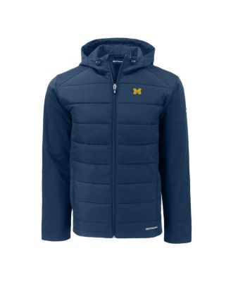 Men's Navy Michigan Wolverines Evoke Hybrid Softshell Full-Zip Hoodie Jacket