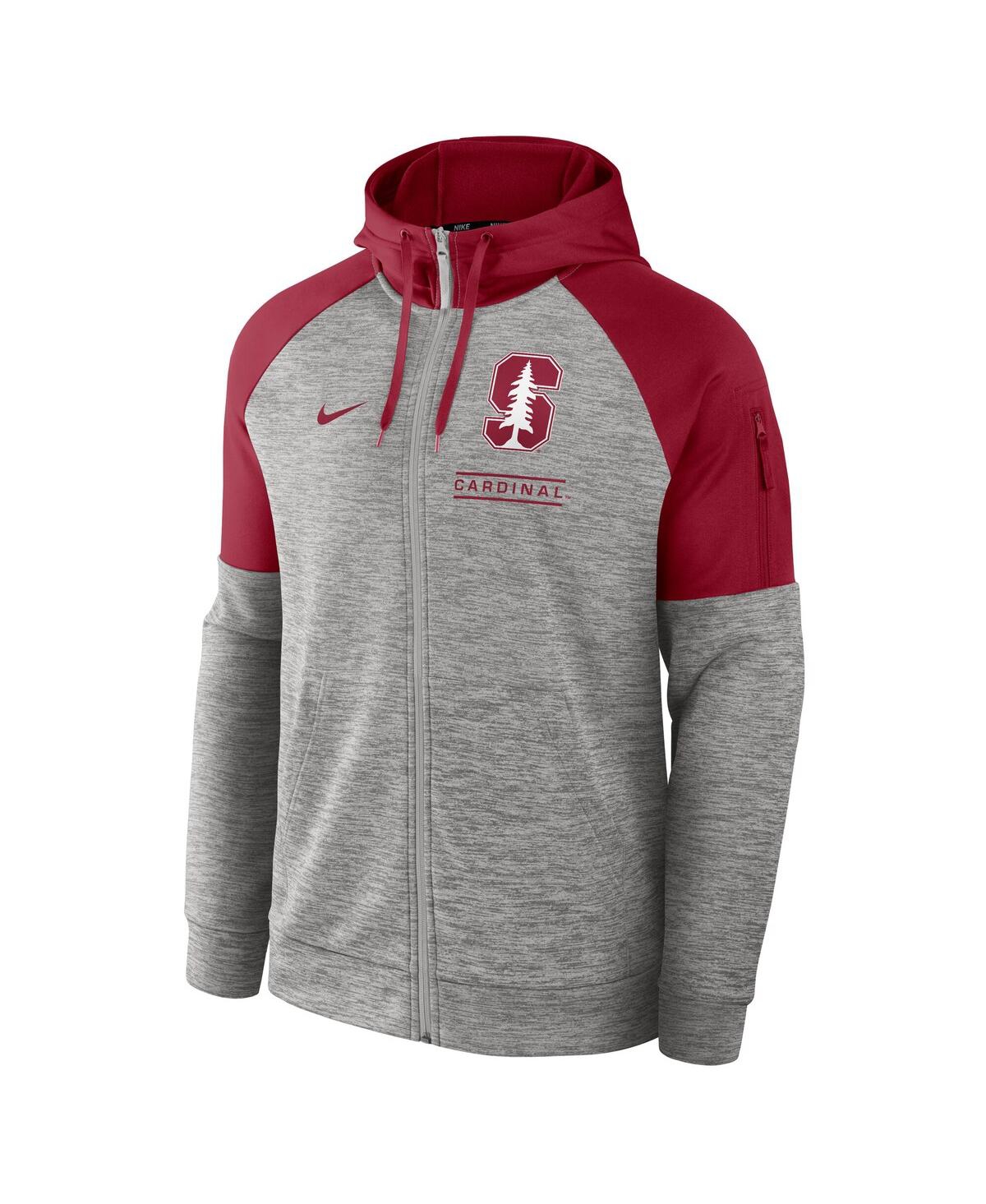 Nike Men's Heather Gray Stanford Cardinal Fitness Raglan Performance Full-zip Hoodie In Gray