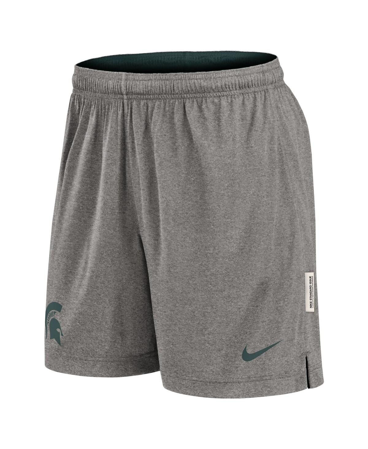 Nike Men's Green/heather Gray Michigan State Spartans Player Reversible Shorts In Multi