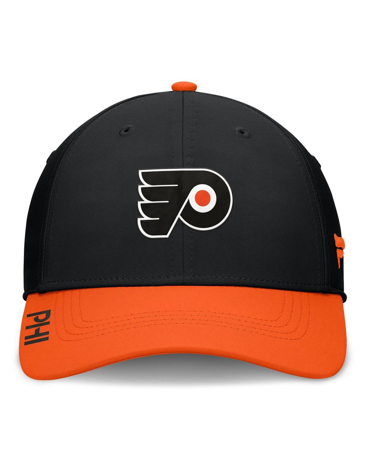 Fanatics Men's Black/orange Philadelphia Flyers Authentic Pro Rink Flex Hat In Black,orange
