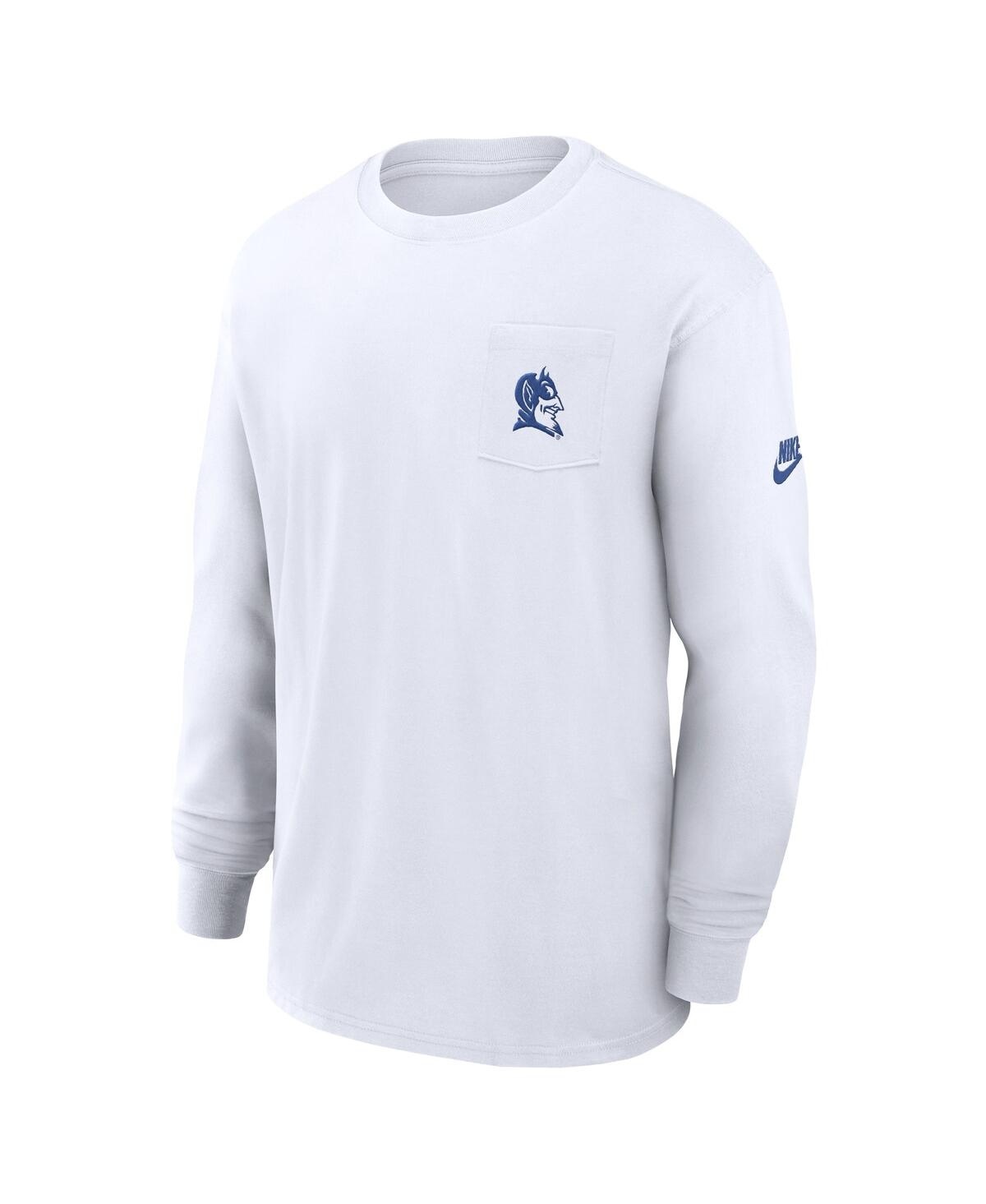 Nike White Duke Blue Devils Legacy Max90 Pocket Long Sleeve T-shirt In White