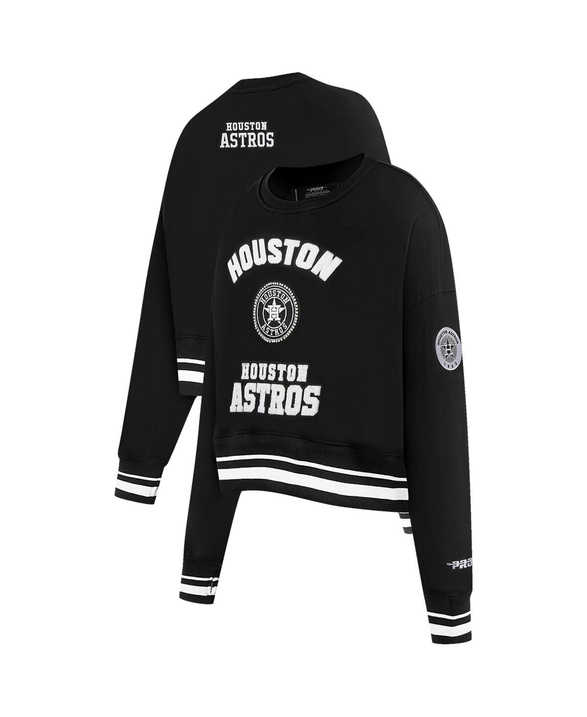 Women's Black Houston Astros Cultivated Pearl Cropped Pullover Sweatshirt - Black