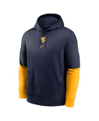 Men's Navy/Gold West Virginia Mountaineers 2024 Sideline Club Pullover Hoodie