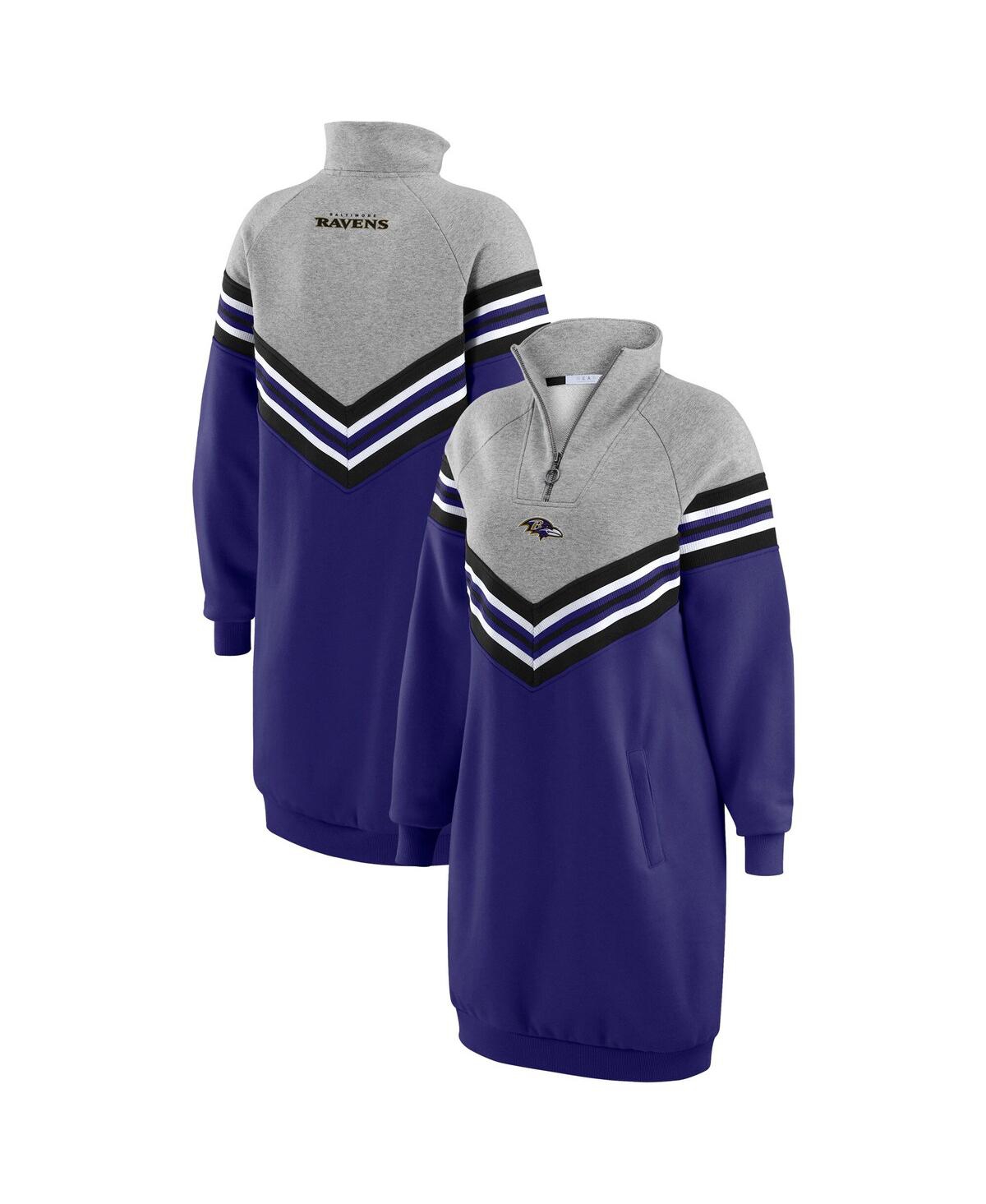Women's Purple/Heather Gray Baltimore Ravens Chevron Stripe Dress - Purple, Heather Gray