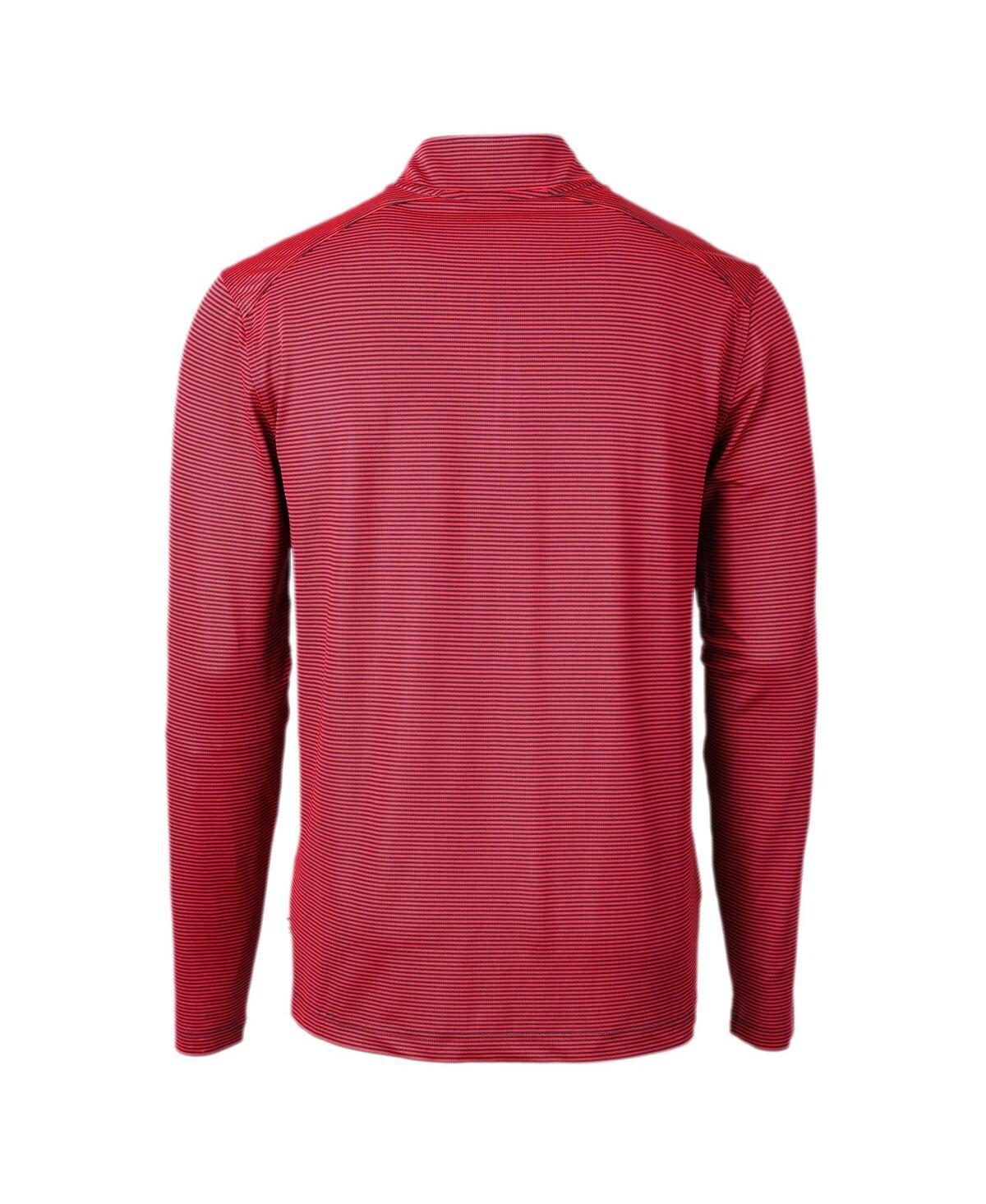 Cutter & Buck Men's Red/navy Philadelphia Phillies Virtue Pique Micro Stripe Quarter-zip Pullover Top In Red,navy