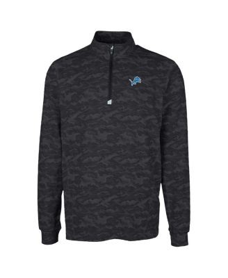 Men's Black Detroit Lions Traverse Camo Print Stretch Quarter-Zip Top