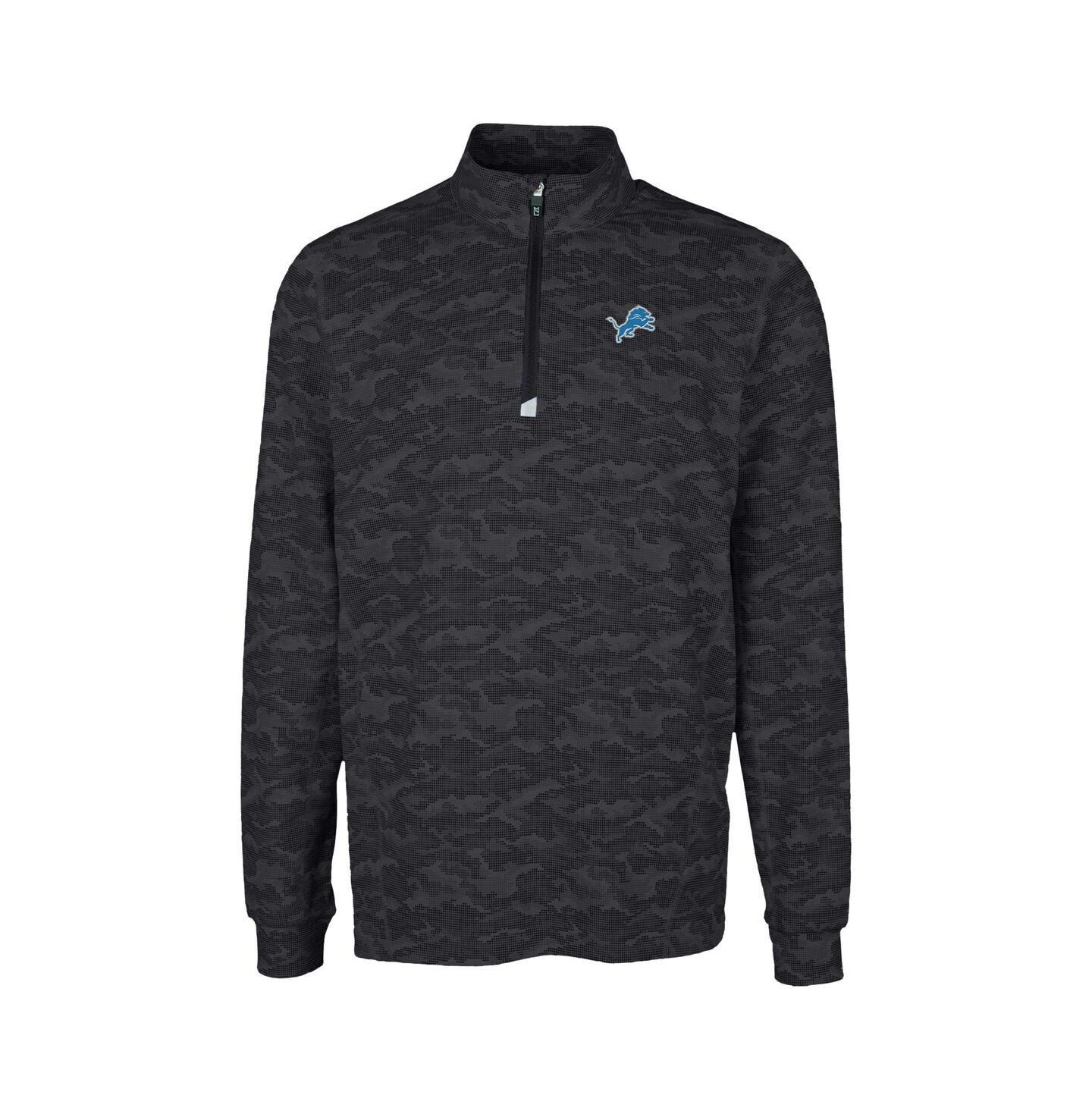 Мужской топ Cutter & Buck Black Detroit Lions Traverse Camo Print Stretch Quarter-Zip — фото 3