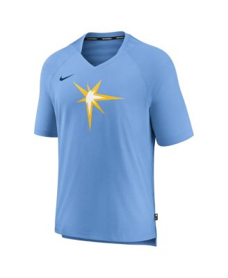 Men's Light Blue Tampa Bay Rays Authentic Collection Pregame Raglan Performance V-Neck T-Shirt