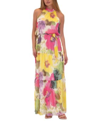 Donna Ricco - Women's Floral-Print Tiered Maxi Dress