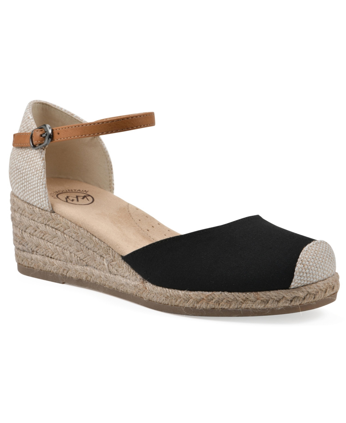 White Mountain Women's Maintain Espadrille Wedge Sandals In Black Fabric