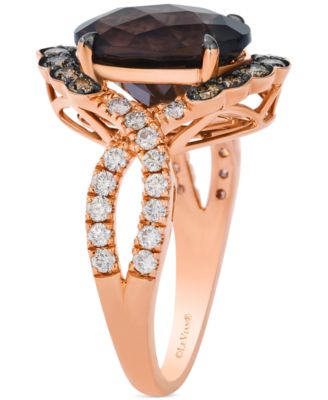 Chocolate Quartz (4-3/8 ct. t.w.), Nude Diamond (1/2 ct. t.w.) & Chocolate Diamond (3/8 ct. t.w.) Ring in 14k Rose Gold 