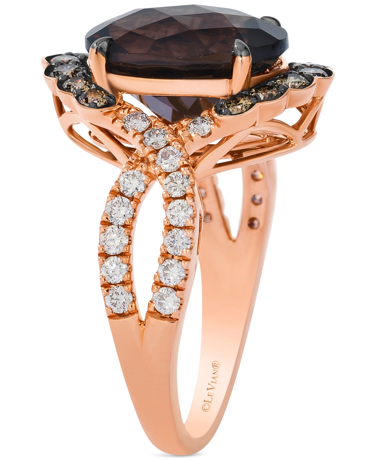 Le Vian Chocolate Quartz (4-3/8 Ct. T.w.), Nude Diamond (1/2 Ct. T.w.) & Chocolate Diamond (3/8 Ct. T.w.) Ri In Rose Gold