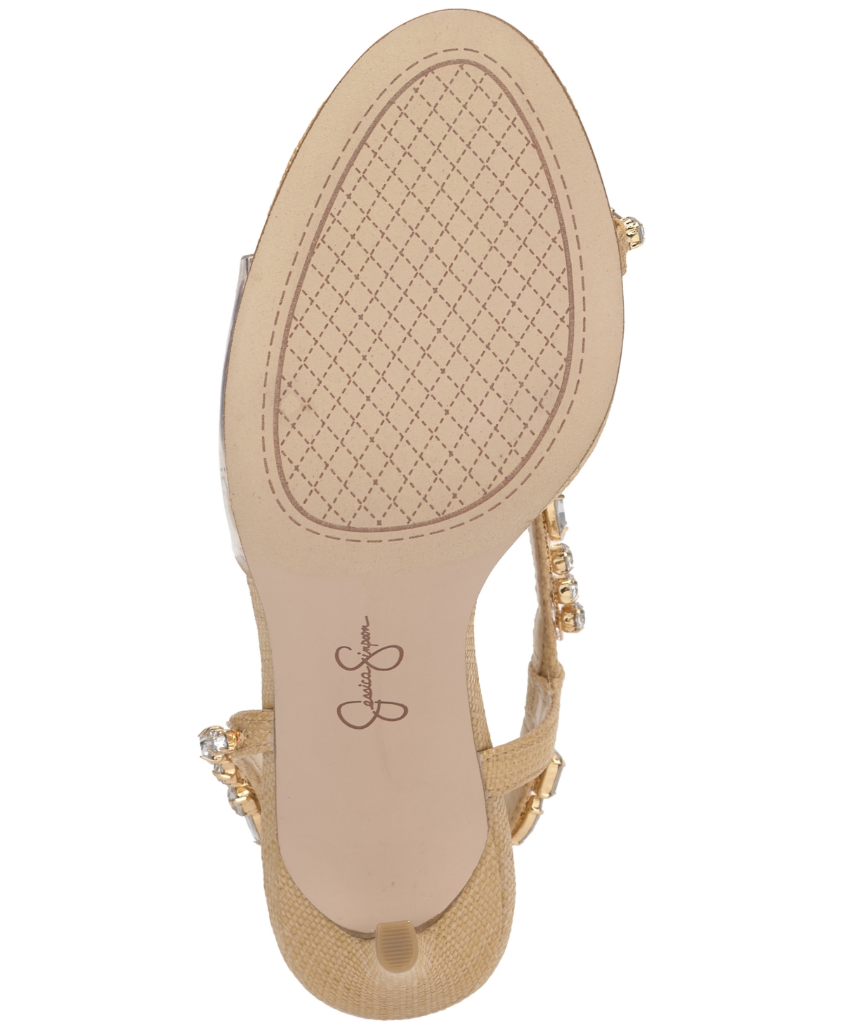 Jessica Simpson Women's Jaycin Barely-there Rhinestone Evening Sandals In Natural Raffia