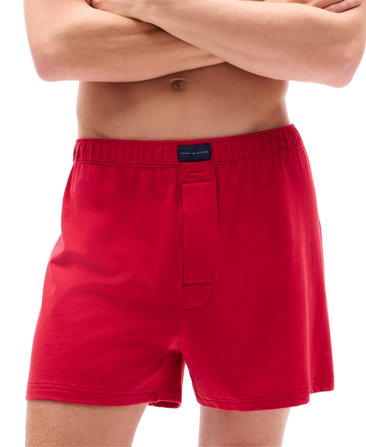 Tommy Hilfiger Men's 3-pack All Day Comfort Knit Boxers In Primary Red,royalty Micro Flag,desert