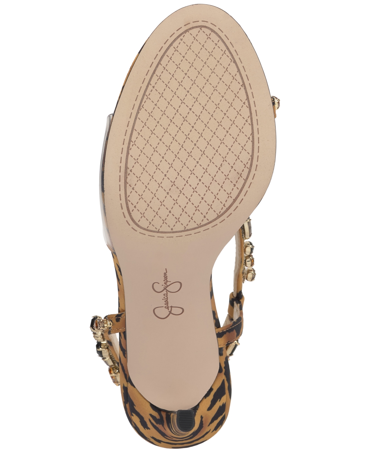 Jessica Simpson Women's Jaycin Barely-there Rhinestone Evening Sandals In Natural Leopard Multi Satin