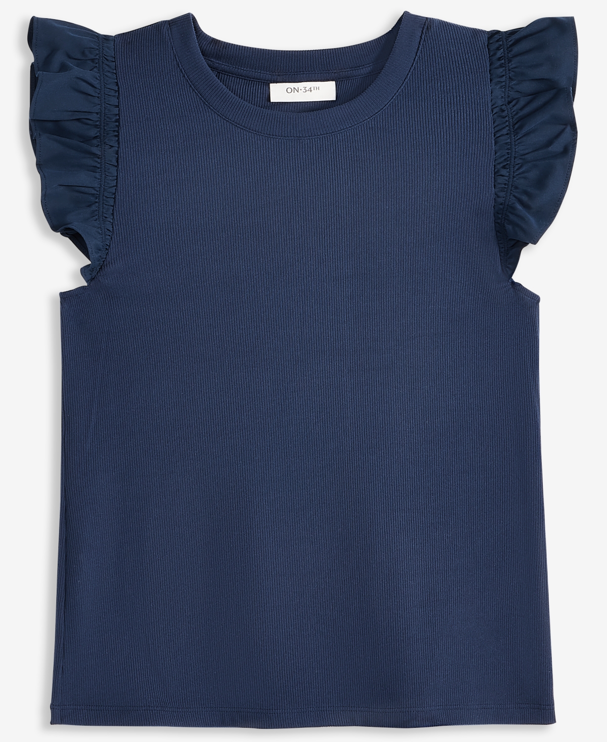 On 34th Women's Ruffle-sleeve Knit Top, Created For Macy's In Intrepid B