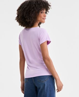 Women's Side-Tie Short-Sleeve Top, Exclusively at Macy's