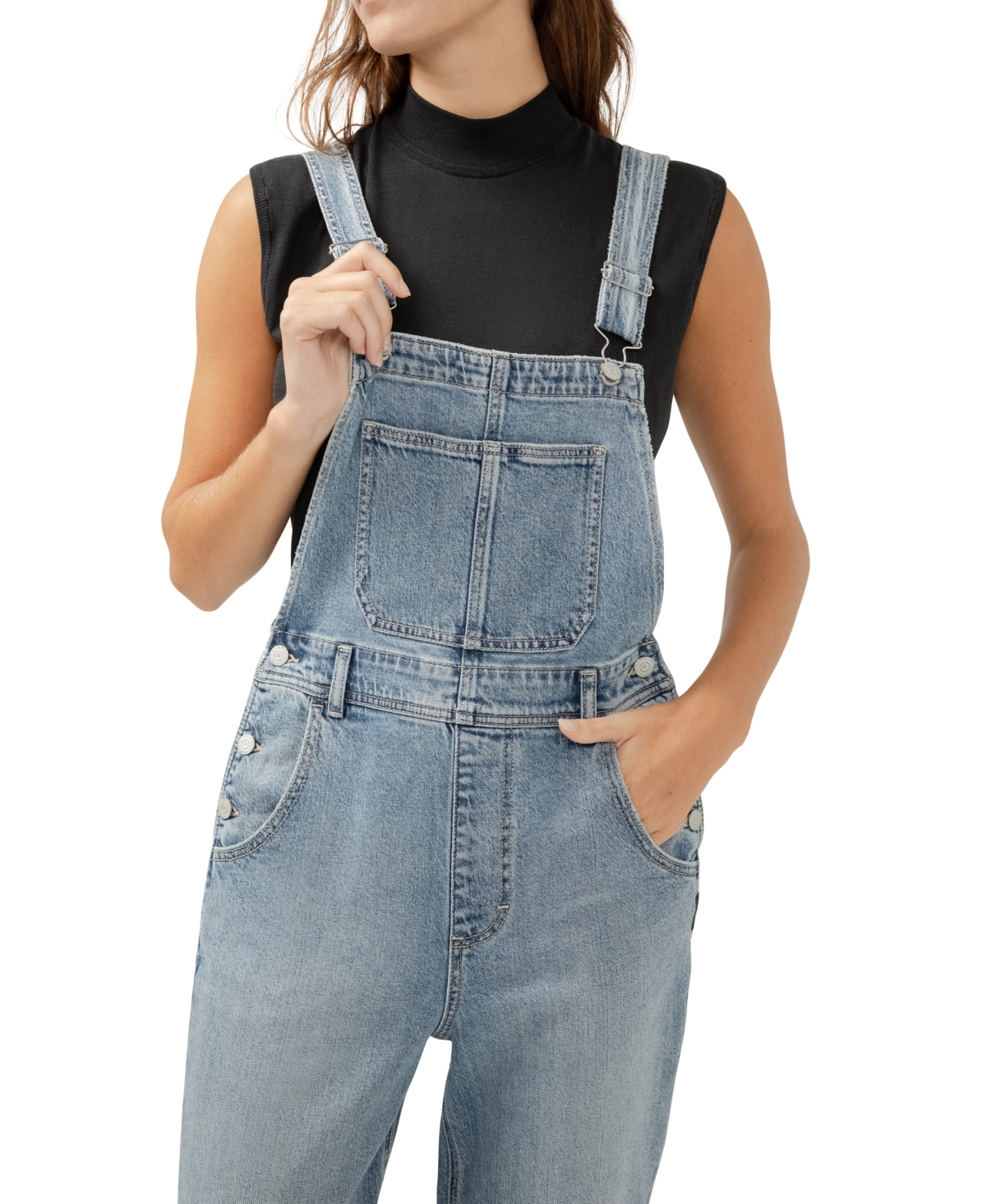 Women's 90s Baggy Straight Leg Overall Jeans - Indigo
