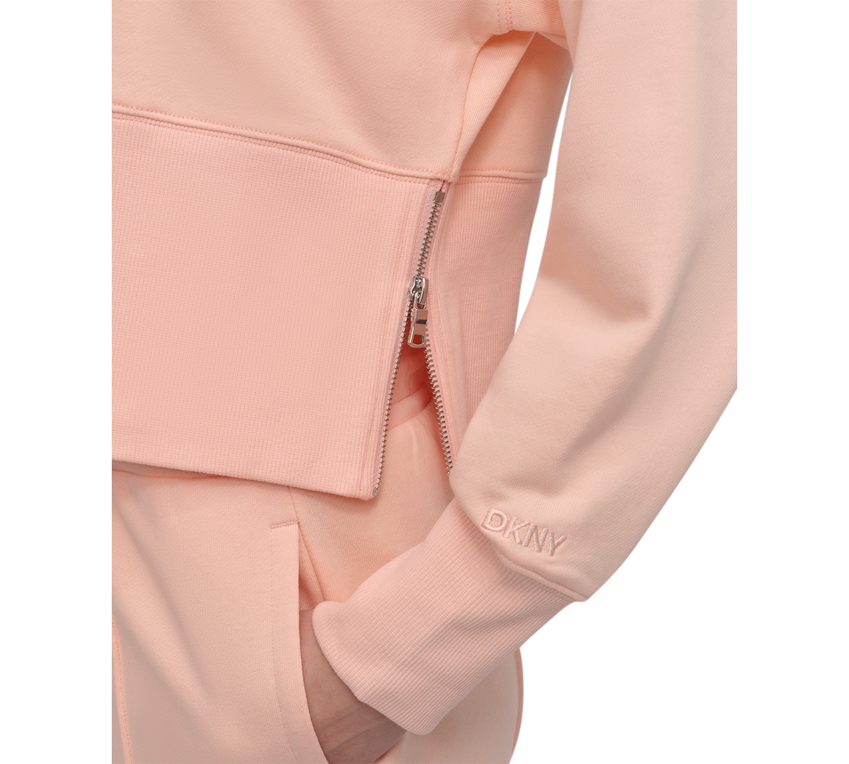 Dkny Sport Women's Cropped Crewneck Side-zip Sweatshirt In Tropical Peach