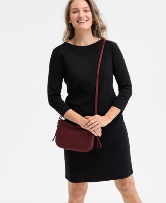 Women's Cotton 3/4-Sleeve Boat-Neck Dress