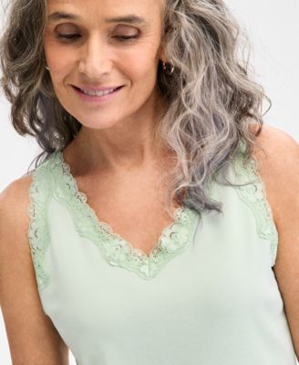 Women's Lace-Trim Cotton Tank Top