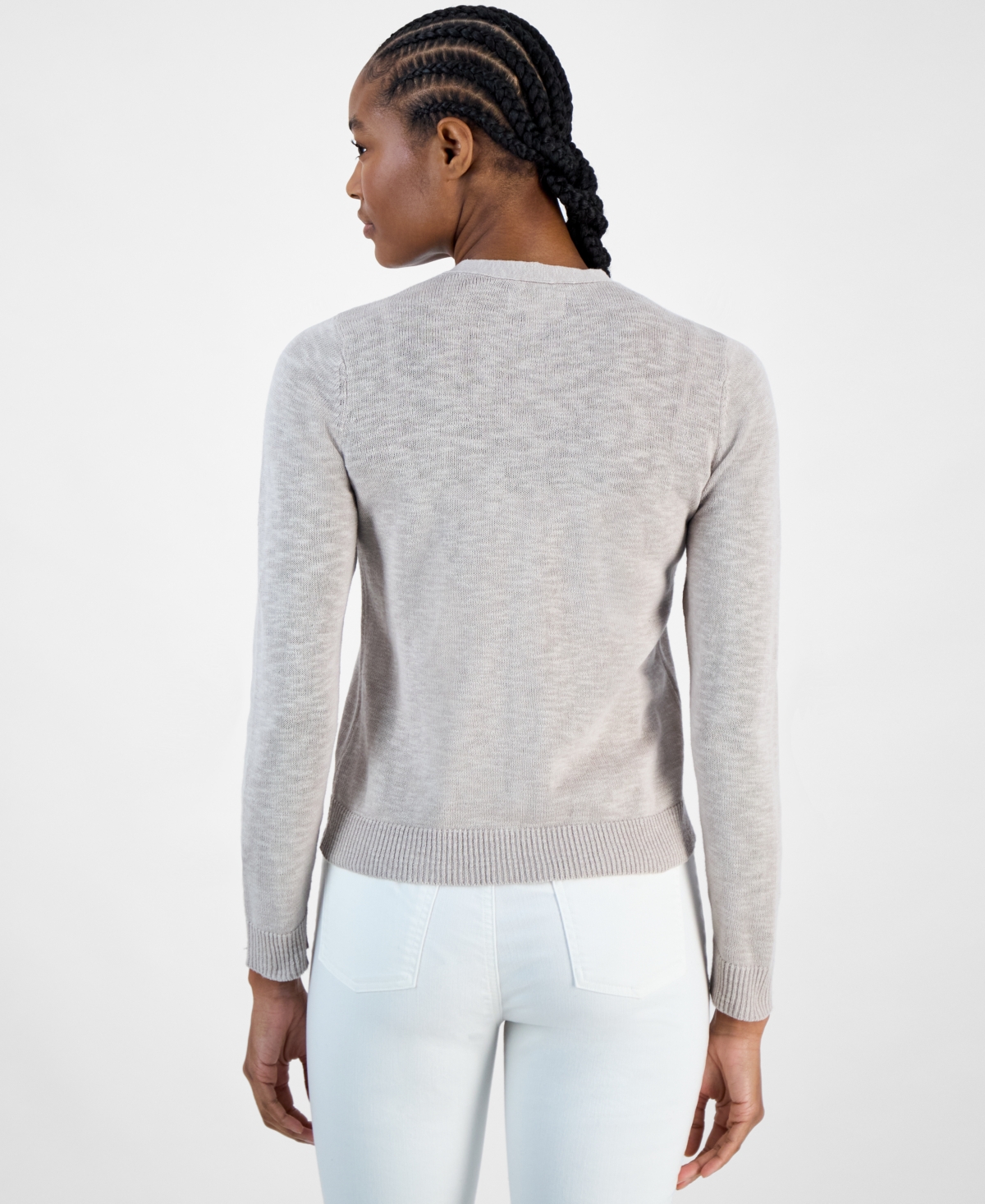Shop Charter Club Women's V-neck Button-front Linen-blend Cardigan, Exclusively At Macy's In Sycamore Heather