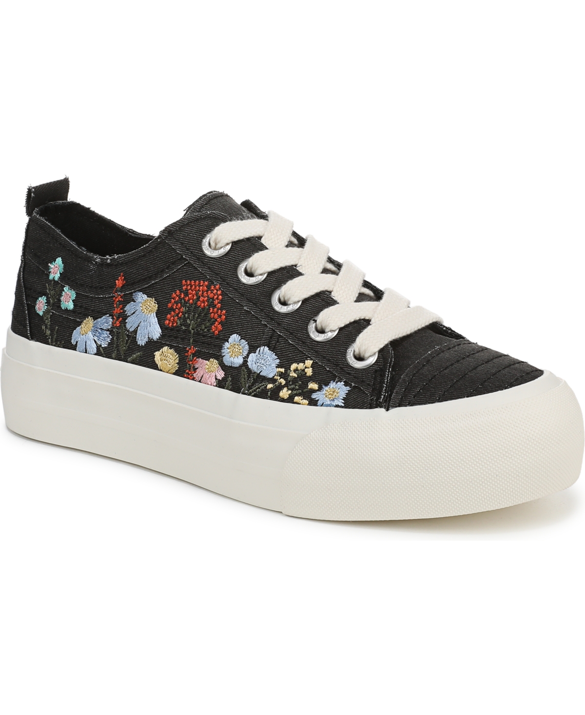 Shop Blowfish Malibu Women's Sadie-sun Embroidered Lace Up Platform Sneakers In Black.multi Embroidered Twill Fabric