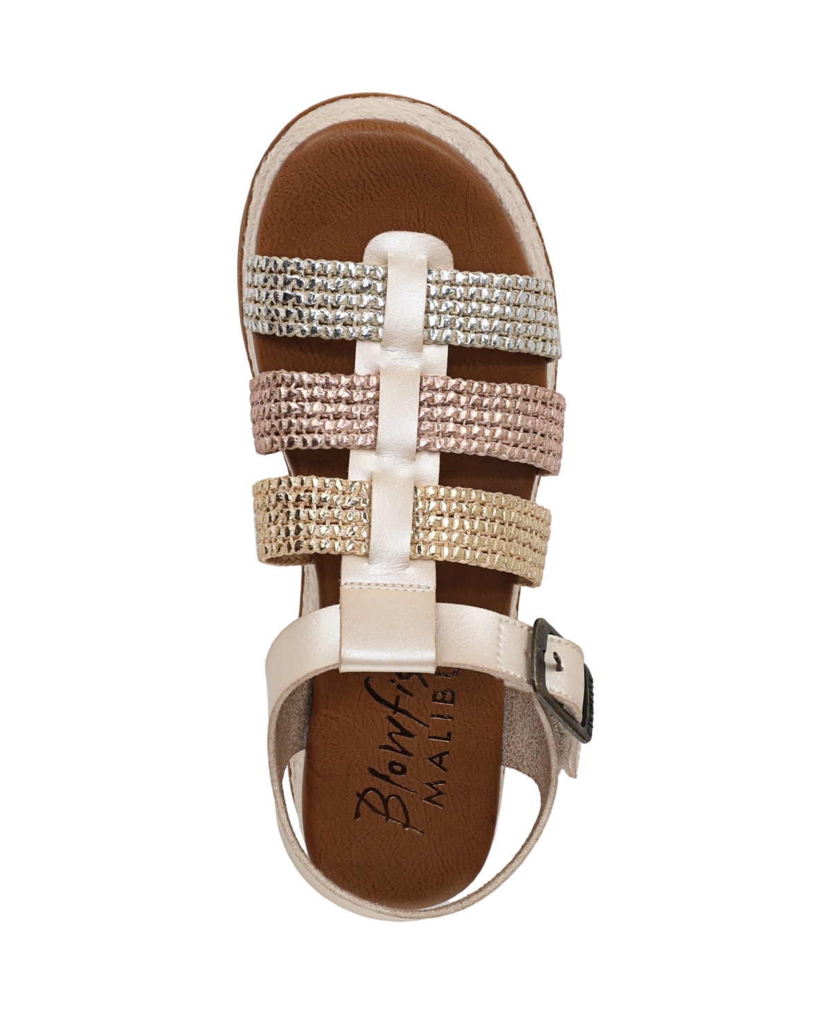 Shop Blowfish Malibu Women's Madrid Fisherman Platform Sandals In Cloud,silver Faux Raffia,faux Leather