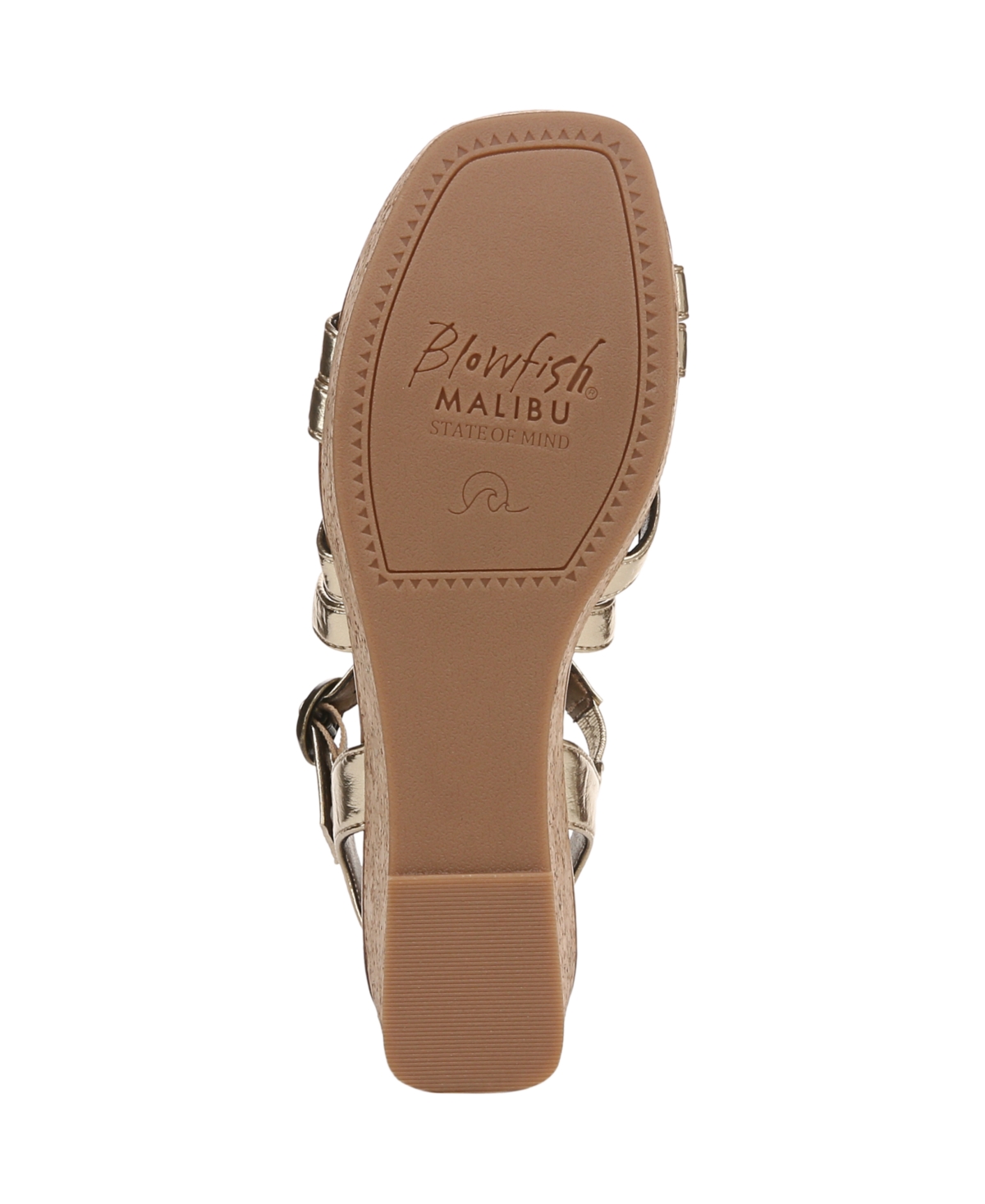 Shop Blowfish Malibu Women's Aurora Open Square Toe Strappy Wedge Sandals In Gold Faux Leather
