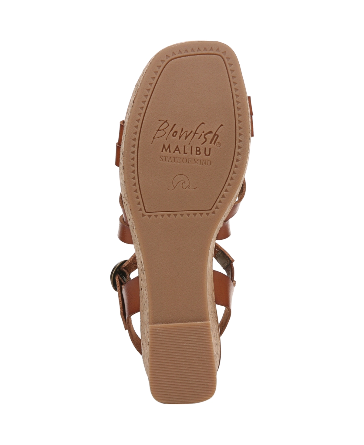Shop Blowfish Malibu Women's Aurora Open Square Toe Strappy Wedge Sandals In Scotch Brown Faux Leather