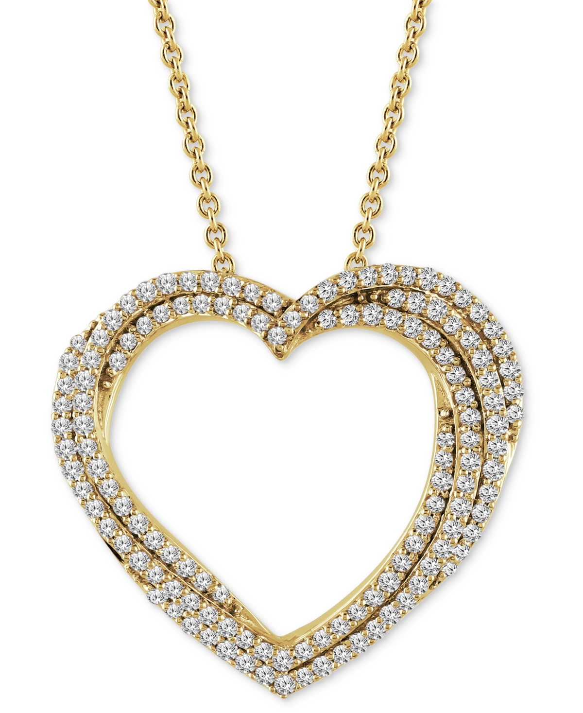 Macy's Diamond Multiple Heart Pendant Necklace (1/2 Ct. T.w.) In Sterling Silver Or 14k Gold-plated Sterlin In Gold-plated Sterling Silver