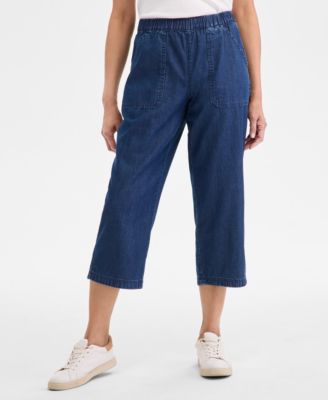 Women's Petite Mid-Rise Pull-On Capri Pants