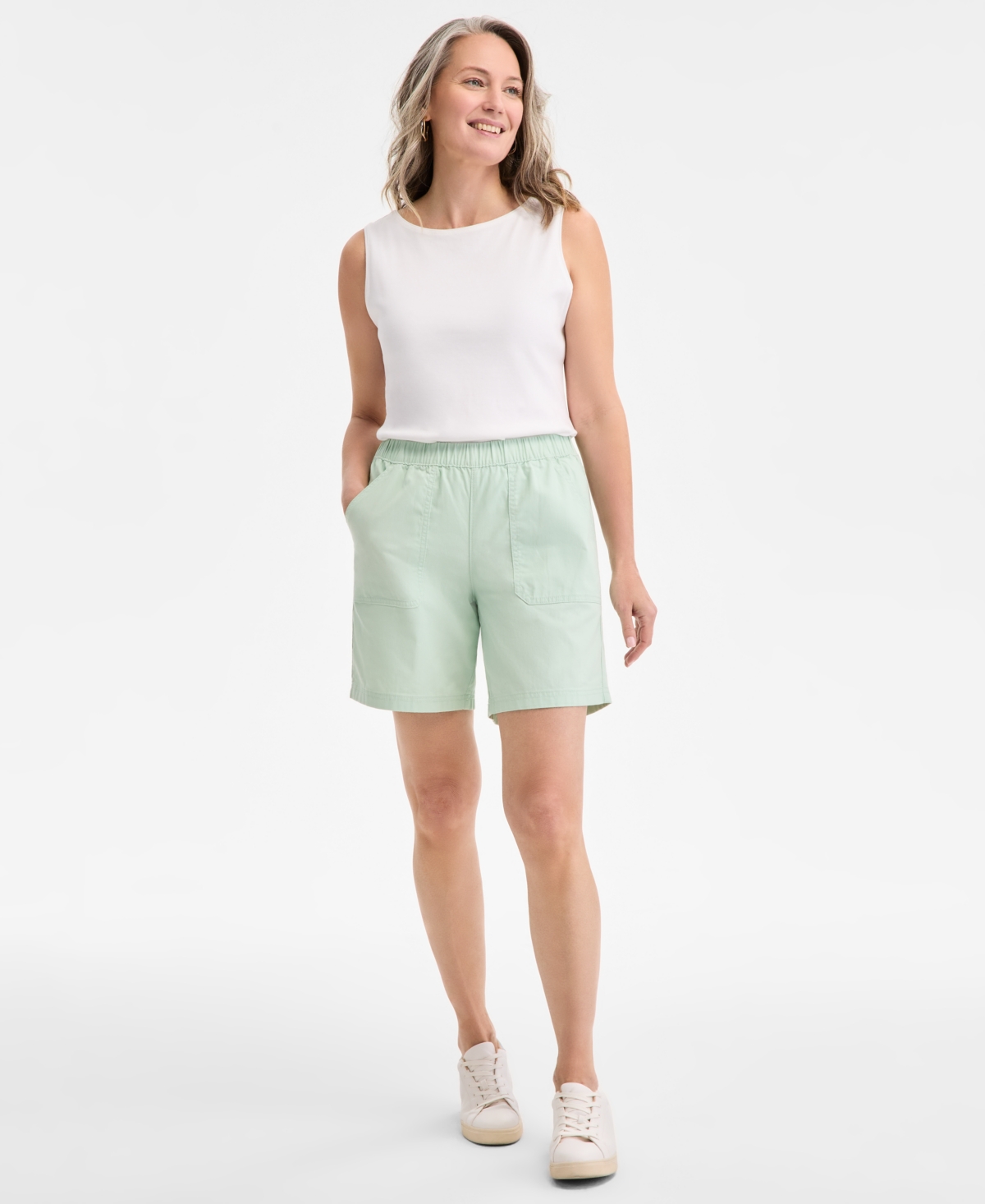 Women's Mid-Rise Pull-On Shorts, Regular & petite, Exclusively at Macy's - Industrial Blue