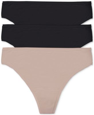 Women's 3-Pk. Bliss Bare Cotton Thong Underwear 771346MP