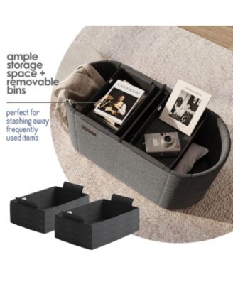 Ovel Boucle Ottoman Storage Bench – Modern Foot wood Stool, Makeup Vanity Stool, Perfect for Living Room & Bedroom Decor