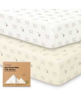 2-Pack Mini Crib Sheets, Pack and Play Sheets Fitted, Pack N Play Sheets, Organic Fitted Crib Sheet Cover