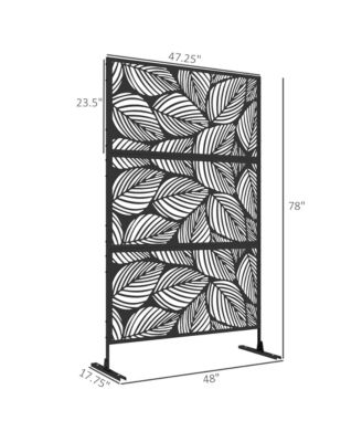 Metal Privacy Screen 6.5' Outdoor Divider Leaf Motif,