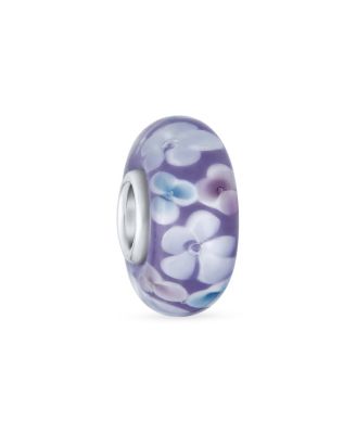 Floral Design Murano Glass Spacer Charm Bead with Sterling Silver Core