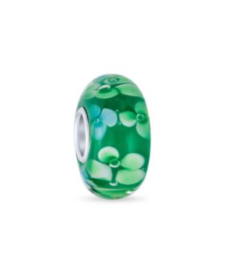 Floral Design Murano Glass Spacer Charm Bead with Sterling Silver Core