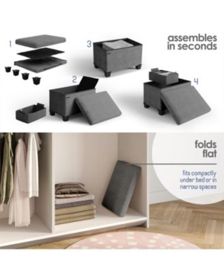 Rectangular Boucle Ottoman Storage Bench – Modern Foot Stool, Makeup Vanity Stool, Perfect for Living Room & Bedroom Decor