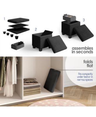 Nestl Rectangular Boucle Ottoman Storage Bench – Modern Foot Stool, Makeup Vanity Stool, Perfect for Living Room & Bedroom Decor