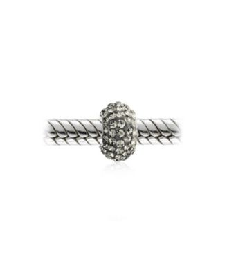 Solid Color Pave Crystal Spacer Bead Charm Bracelet with Sterling Core