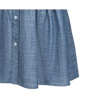 Women's Organic Chambray Long Sleeve Drop Waist Shirt Dress