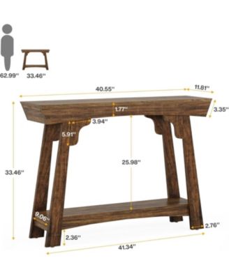 1 Pc Wood Console Table, 2-Tier Entryway Table with Shelf, Farmhouse Sofa Table