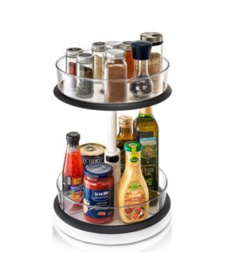 2-Tier Clear Lazy Susan Turntable Organizer - 360° Rotating Spice Rack with Non-Slip Base for Kitchen Cabinet, Pantry, Countertop Storage