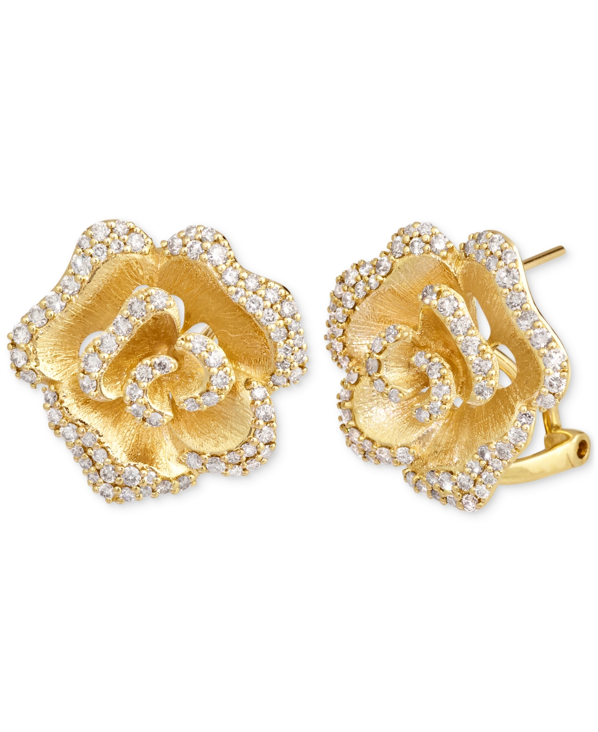 Nude Diamond Rose Stud Earrings (1-1/20 ct. t.w.) in 14k Rose Gold - Yellow Gold