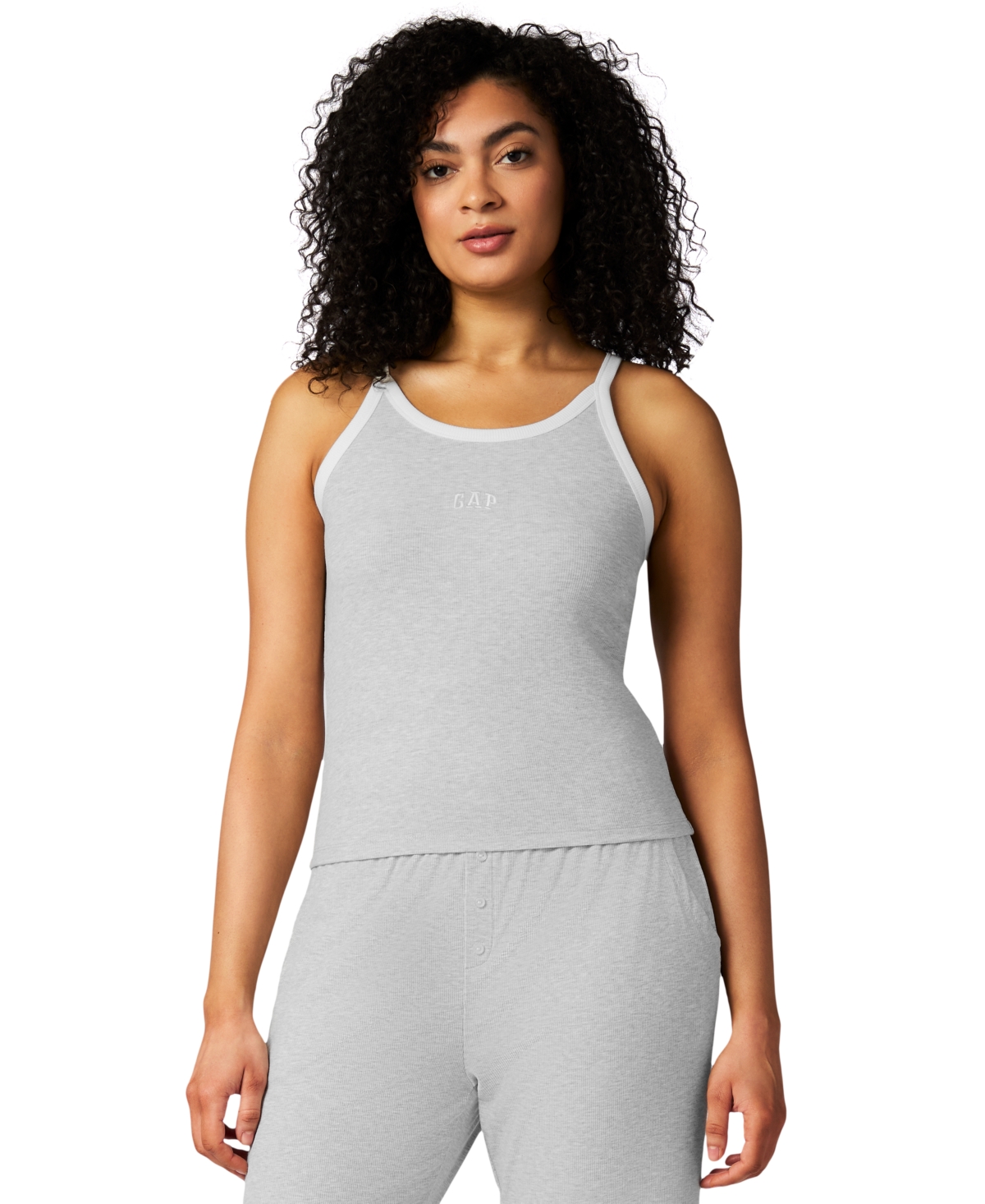 Gap Women's Striped Halter-neck Sleeveless Pajama Top In Heather Grey