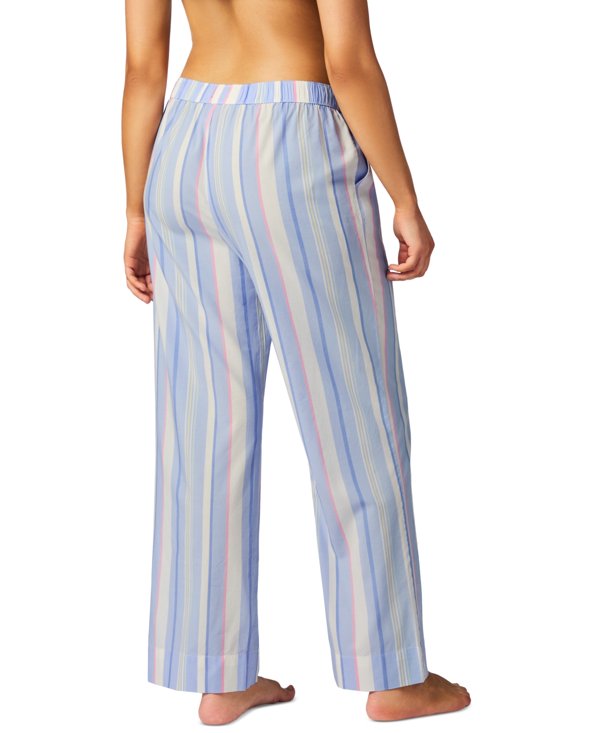 Gap Women's Striped Poplin Pajama Pants, Exclusively At Macy's In Blue Multi Stripe