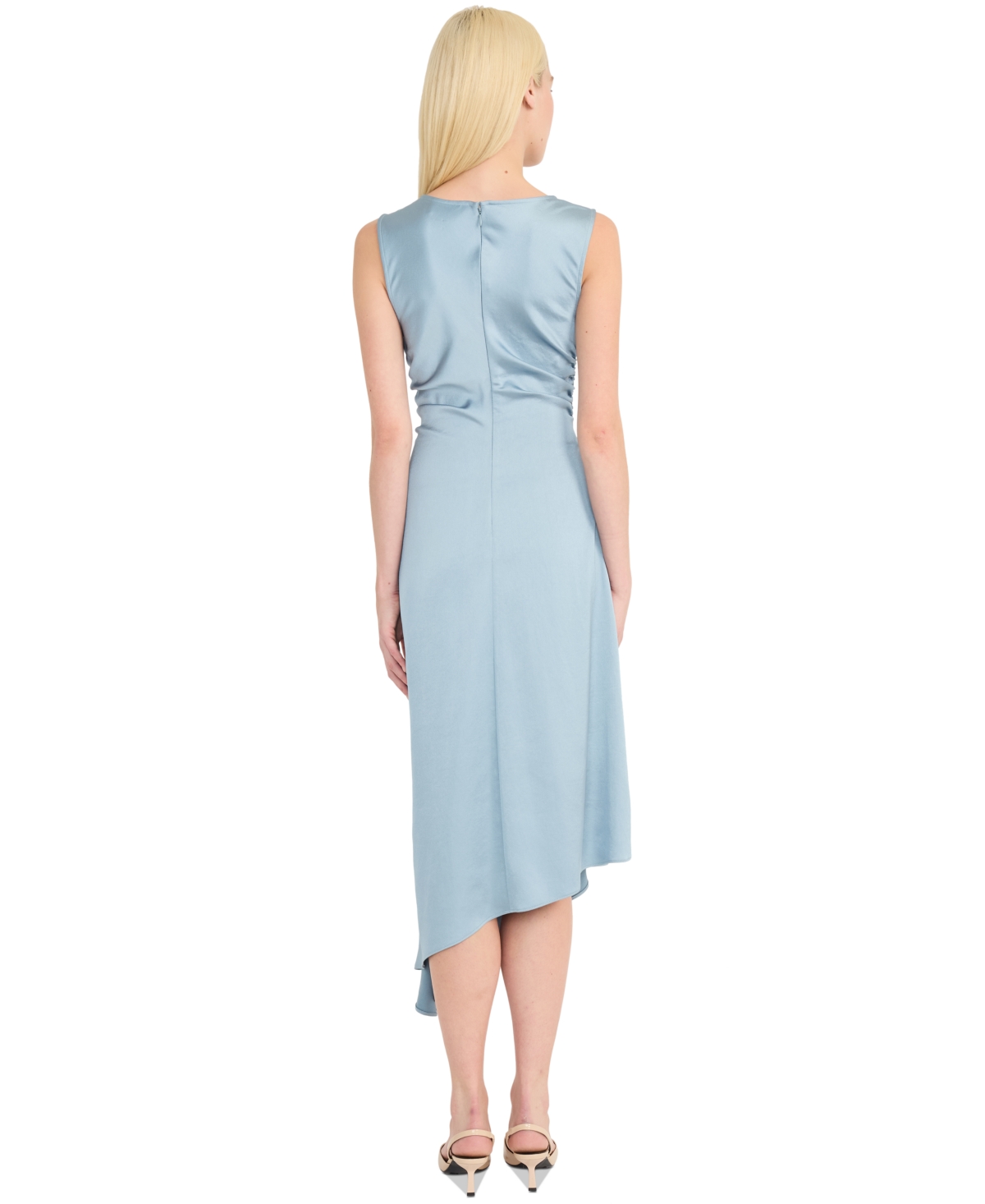 Luxely Finch Ruched Satin Midi Dress In Arona