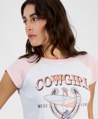 Juniors' Cowgirl Surf Graphic Raglan T-Shirt